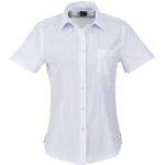 Ladies Short Sleeve Huntington Shirt - White light blue