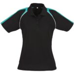 Ladies Triton Golf Shirt - Black teal